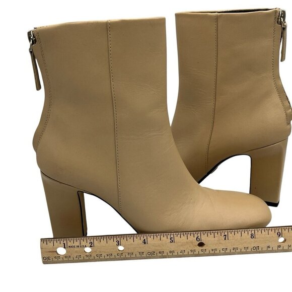 Zara Womens High Heel Ankle Boots Booties Tan Back Zipper EU 37 US 6.5 Mob Wife - Picture 15 of 16